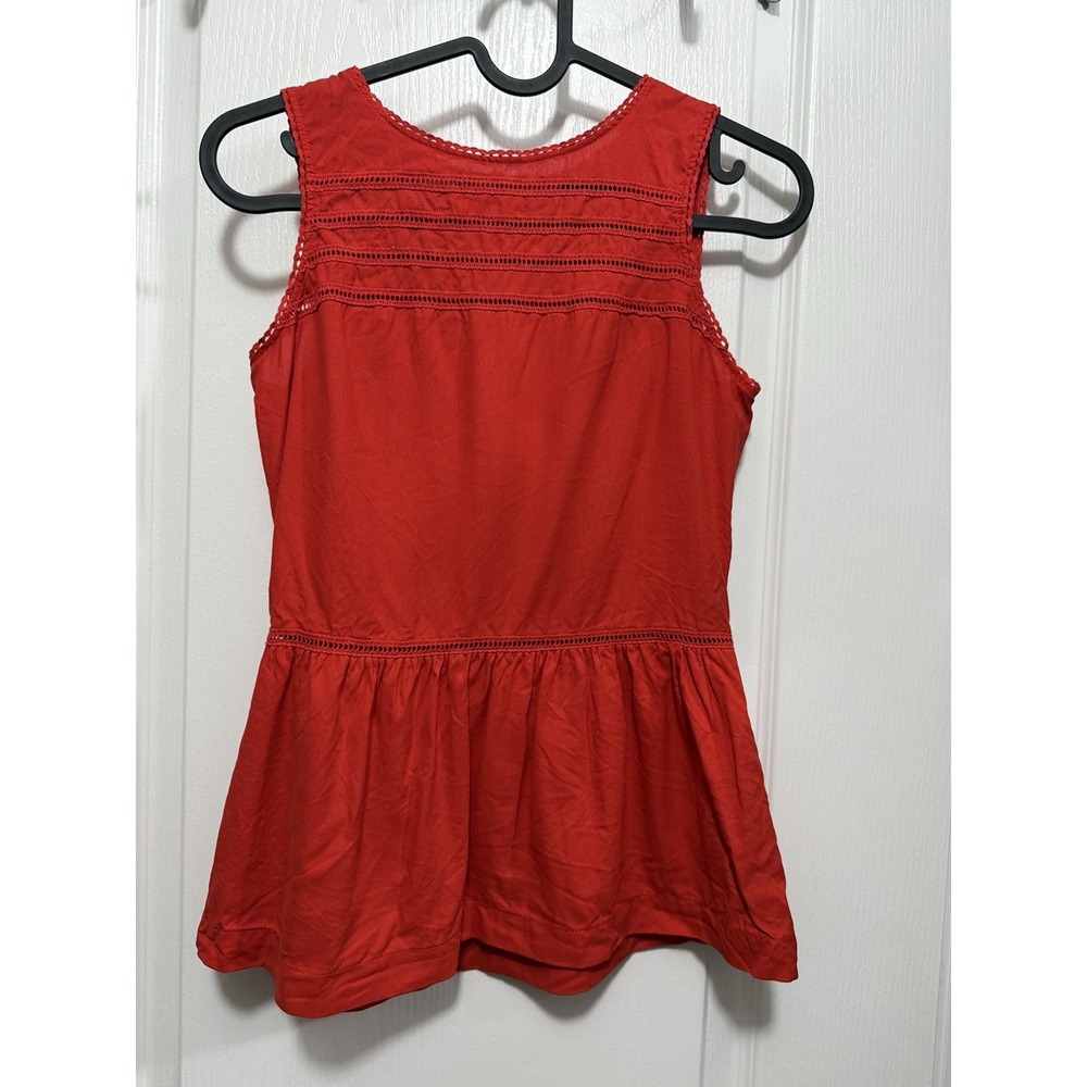 Madewell Sleeveless Peplum Top Women XXS Orange Silk Summer Veranda Boho Beach